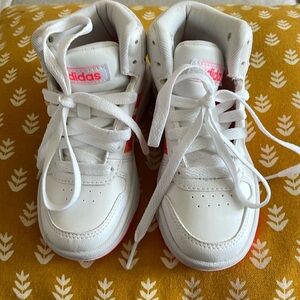 Toddler Girl Hight Top Adidas sneakers Pink/white size 11 NEW NEVER WORN